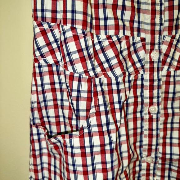Old Navy Red White Blue Button Down Dress with Pocket - size 2 - Picture 2 of 5